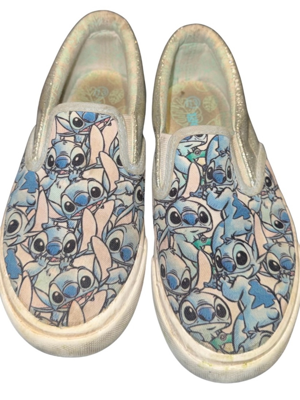 Kids Slip-On Sneakers with Stitch Character Print - Blue/Pink